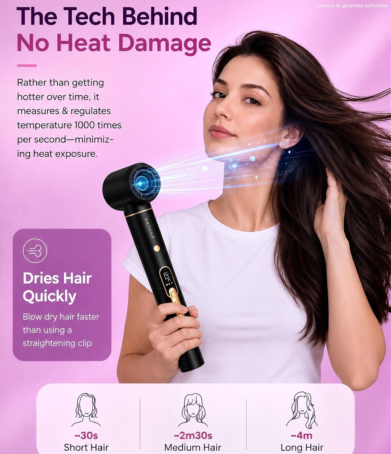 Purtitwe Cepillo secador de pelo de doble voltaje para viajes, herr...