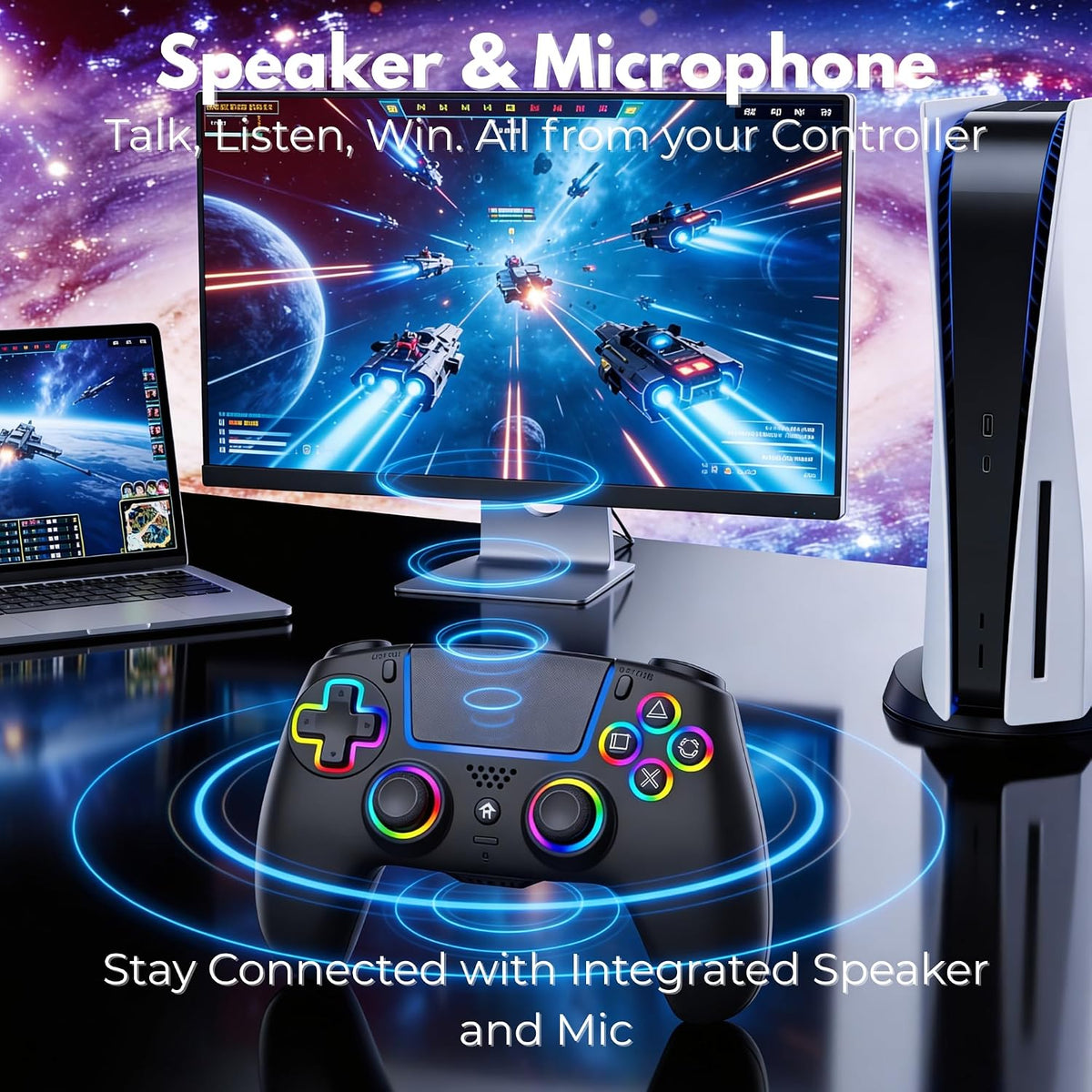 NEVORK Mando Inalámbrico para Consola PS5 y PC, Joysticks Efecto Ha...