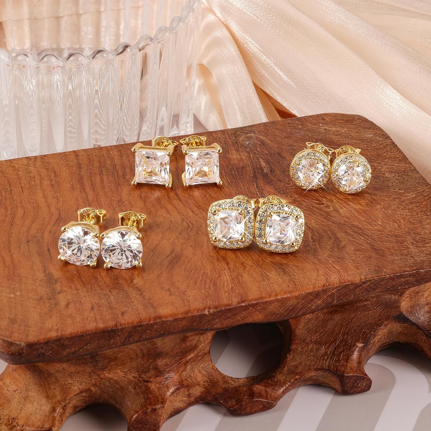ALEXCRAFT Aretes de tuerca de plata de ley para mujeres y niñas, ci...
