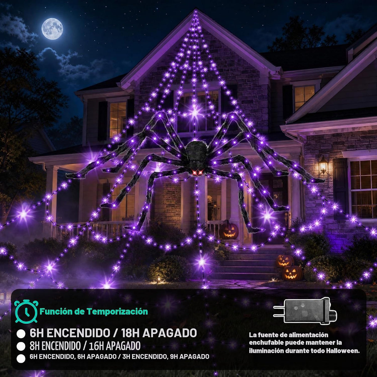 Makion - 550 luces LED de telaraña para exteriores, decoración de H...