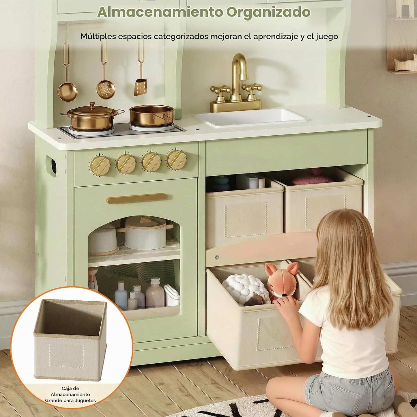 knoworld Juego de cocina para niños, juego de cocina de juguete de...