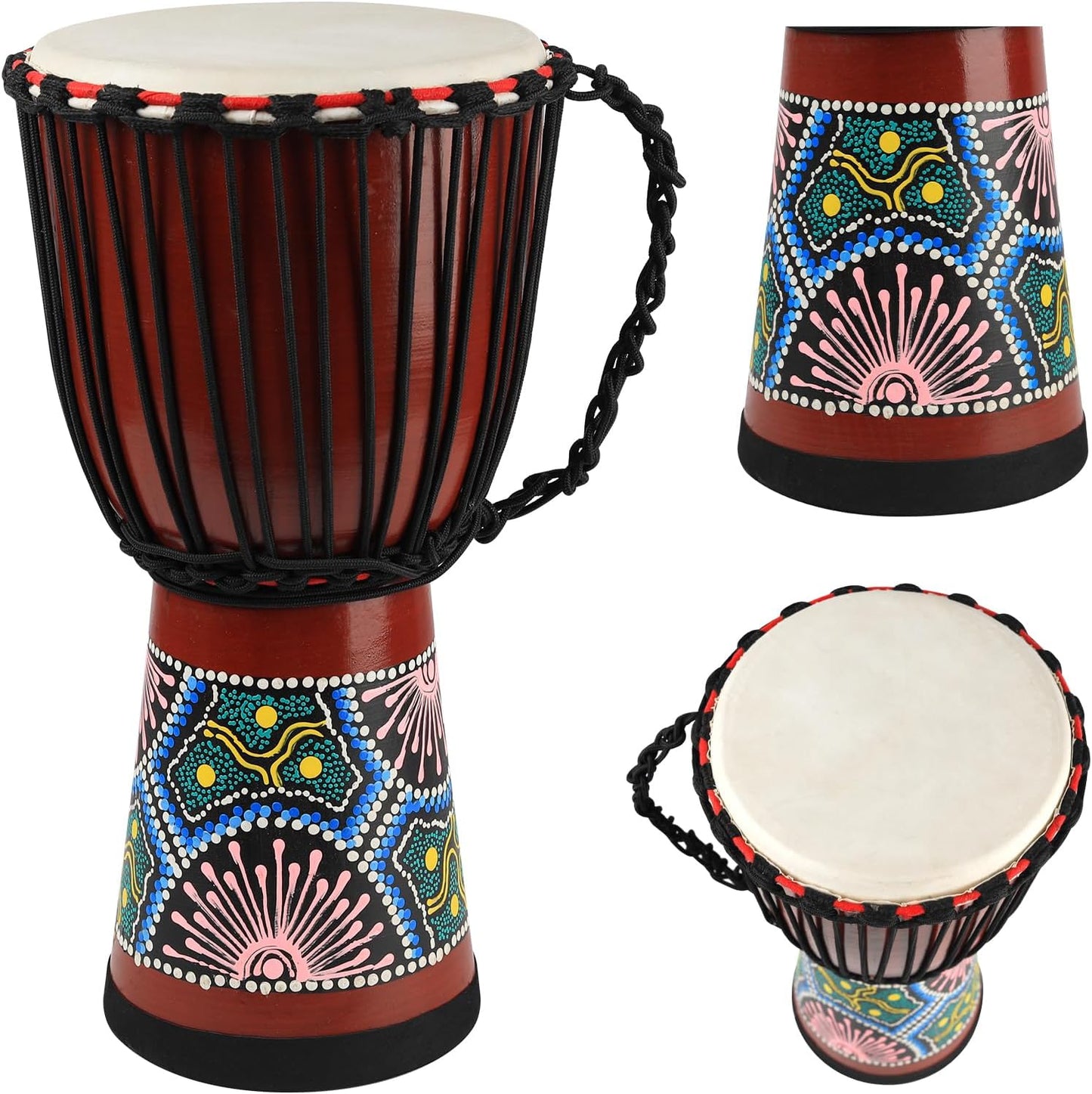 GOGHOST - Tambor africano de madera Djembe para adultos, 10 x 19 pu...