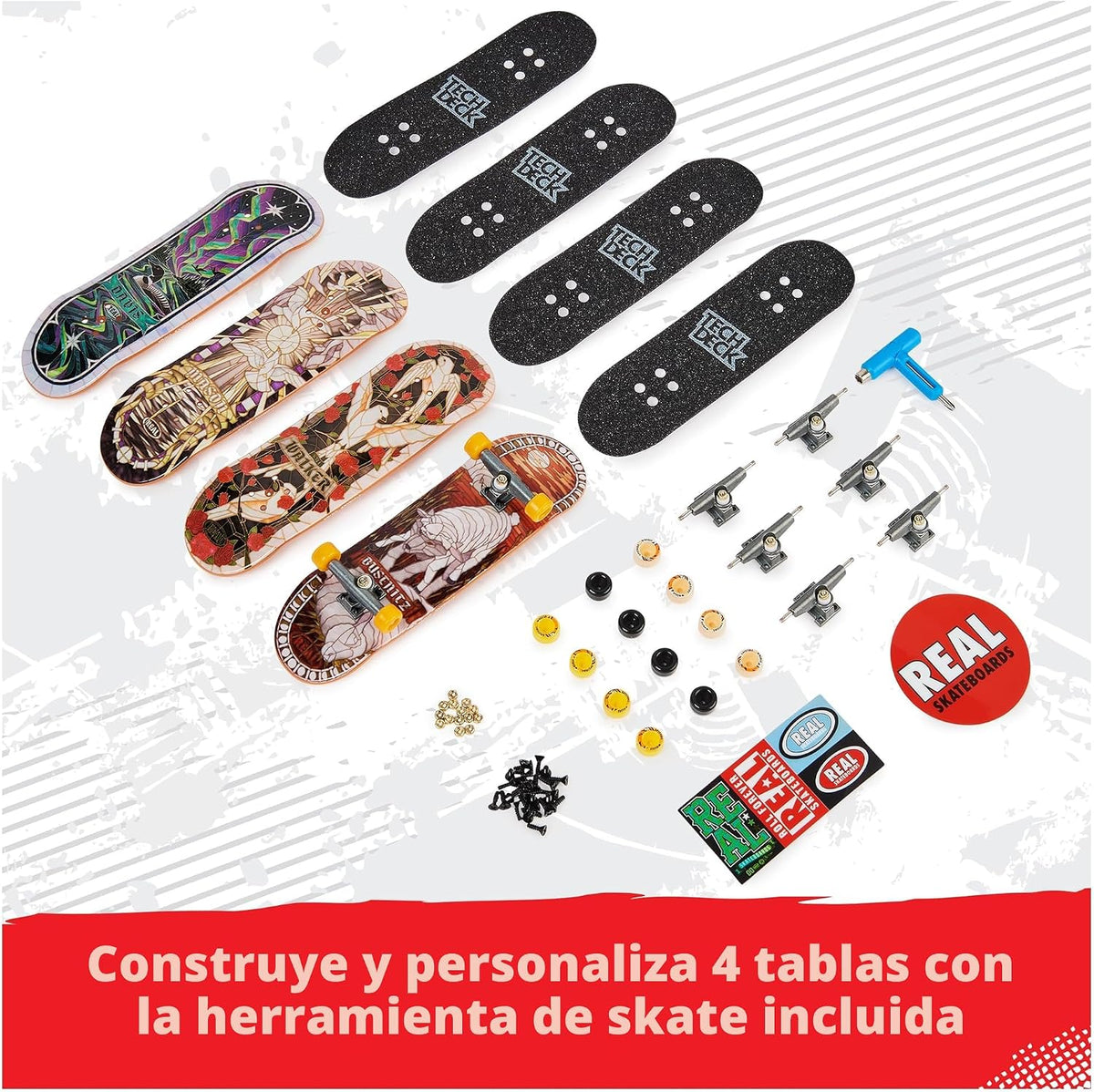 Tech Deck, Ultra DLX - Paquete de 4 minipatinetas de diapasón, pati...