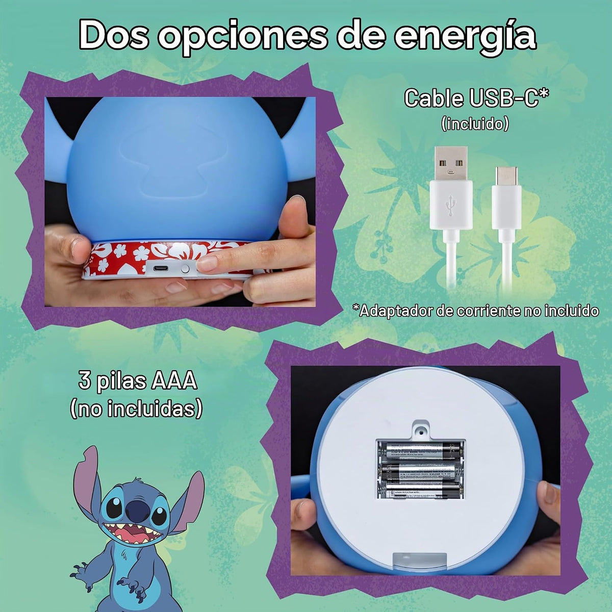 Disney Lilo and Stitch Luz Aplastable, Luz de Noche para Niños, Lám...