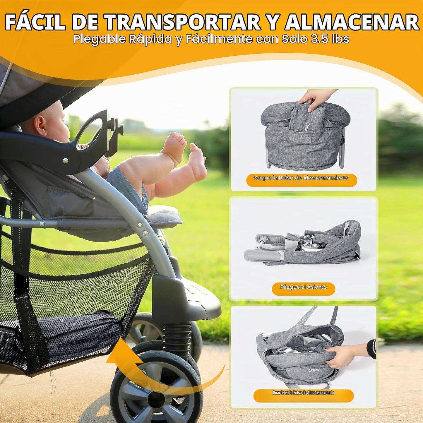 Silla alta con gancho Orzbow para bebés y niños pequeños de 6 a 36...