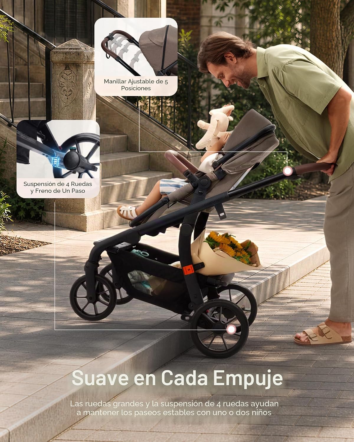 Momcozy ChangeGo - Cochecito de bebé, cochecito convertible de una...