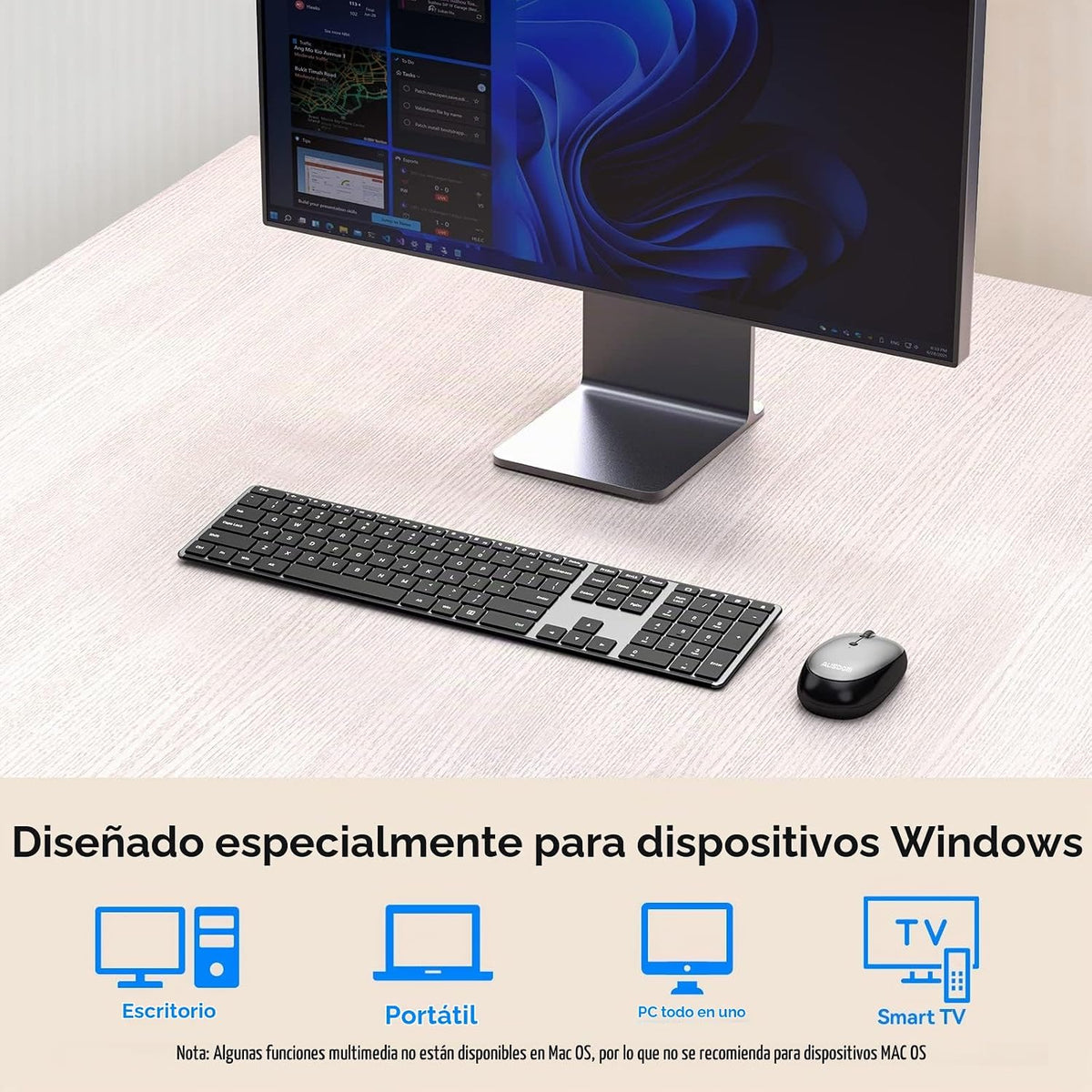 AUSDOM Combo de teclado y mouse inalámbricos, juego de mouse de tec...