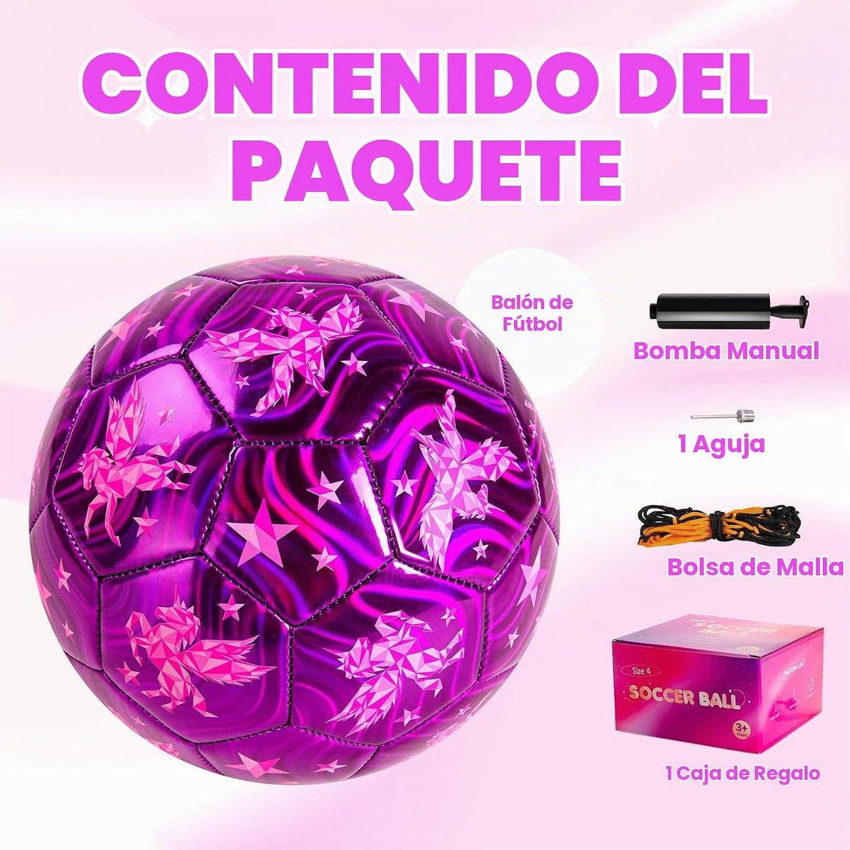 Balón de fútbol tamaño 4, tamaño 3, tamaño 2 con bomba desinflada,...