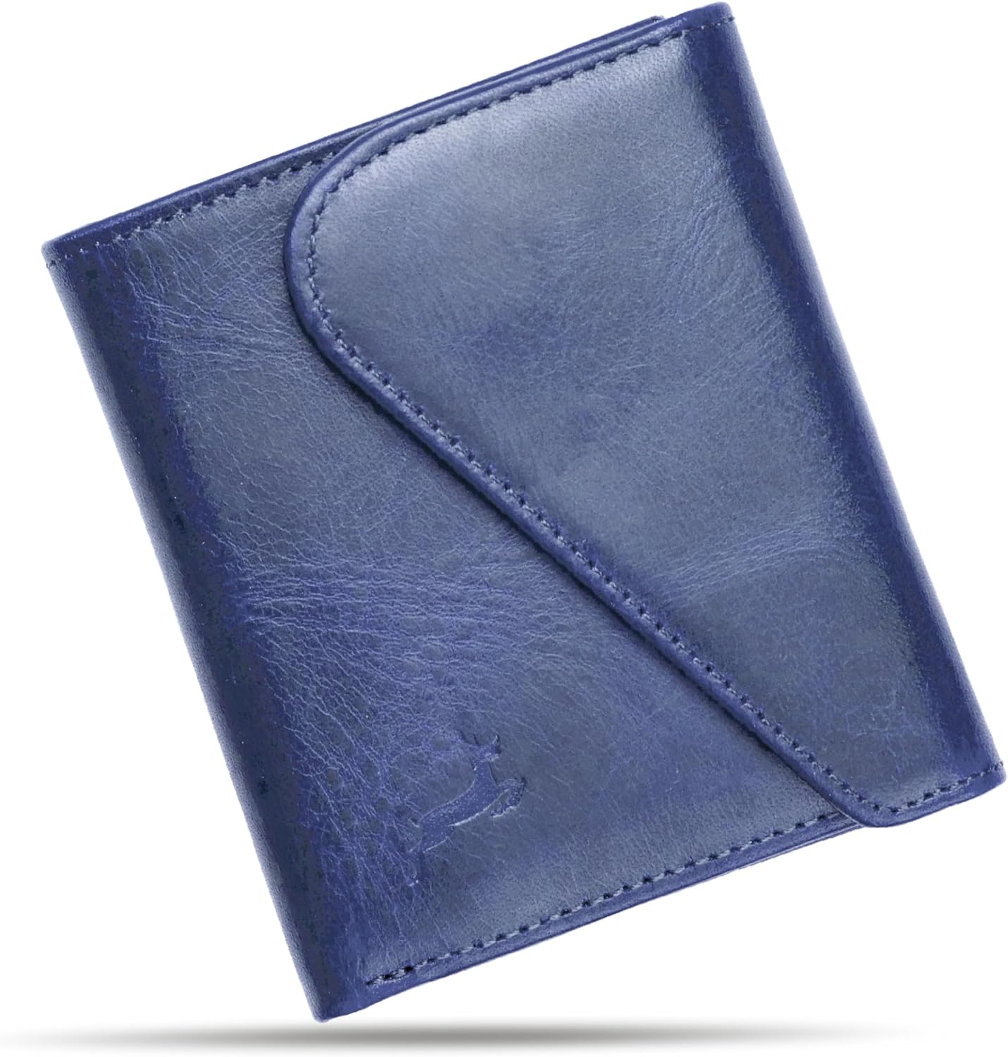 Cartera de cuero de grano completo para hombre, hecha a mano con bl...