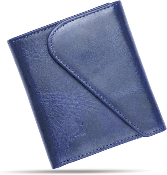 Cartera de cuero de grano completo para hombre, hecha a mano con bl...