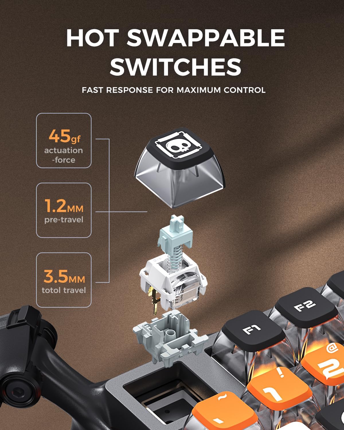 GravaStar Teclado mecánico inalámbrico Mercury K1 Pro para juegos,...