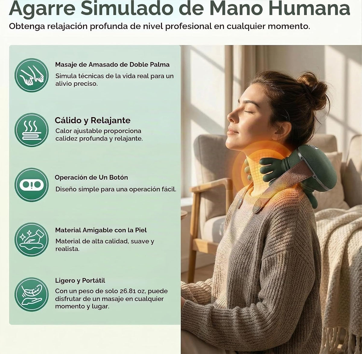 AEXME Shiatsu Masajeador de cuello y espalda con calor, masajeador...