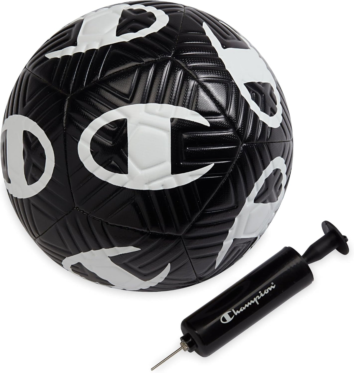 Champion Playmaker Logo Balón de fútbol desinflado con bomba, balón...