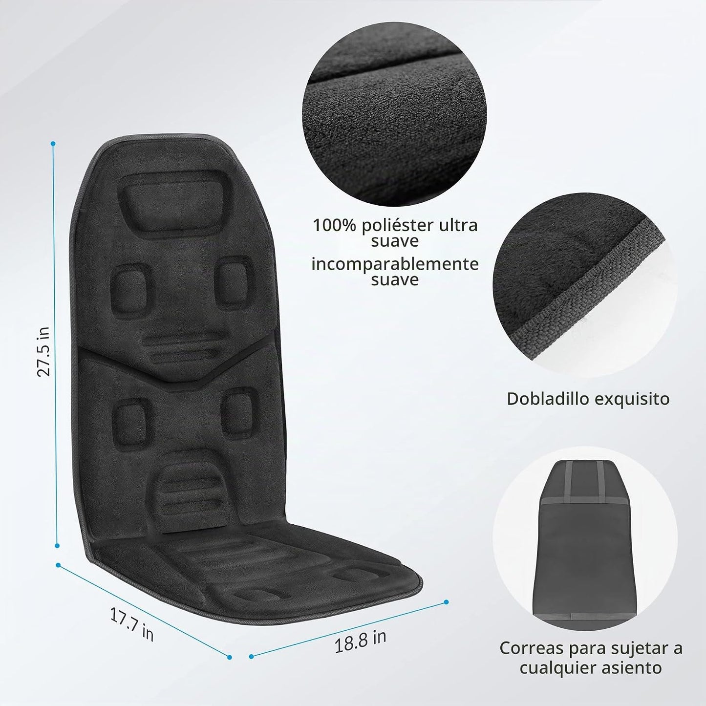 COMFIER Masajeador de Espalda con Calor, Cojín de Masaje de Asiento...
