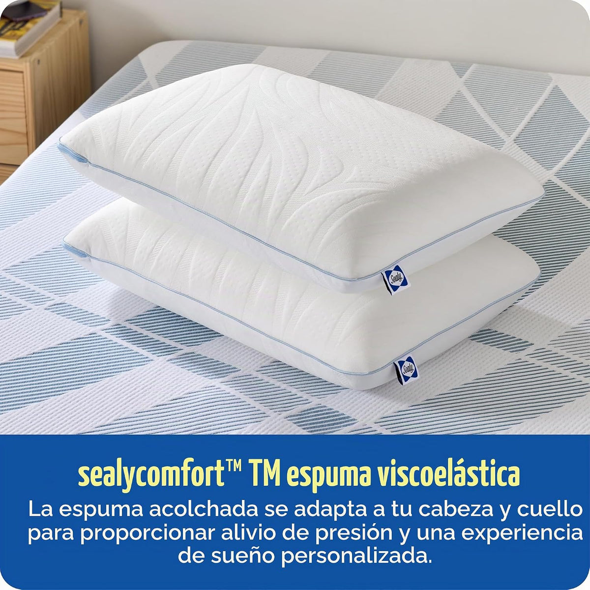 SEALY Almohada de espuma viscoelástica refrescante tamaño queen Dre...