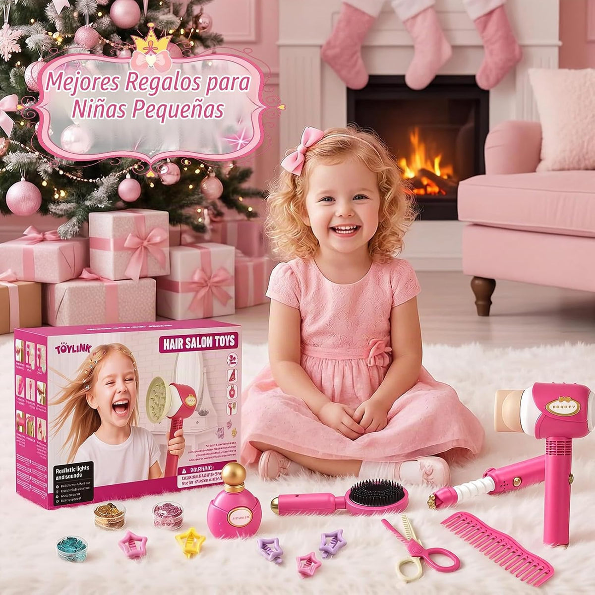 Toylink Juguetes de peluquería para niñas, 21 piezas de juguetes de...