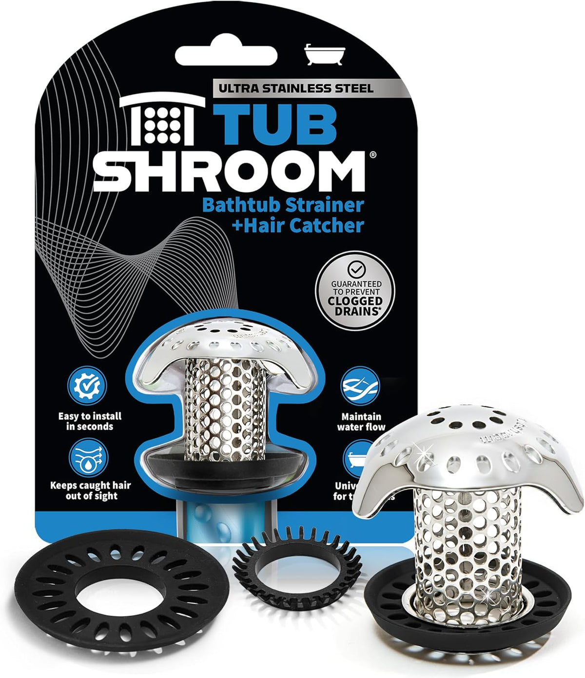 TubShroom Protector de drenaje de bañera ultra revolucionario, cola...
