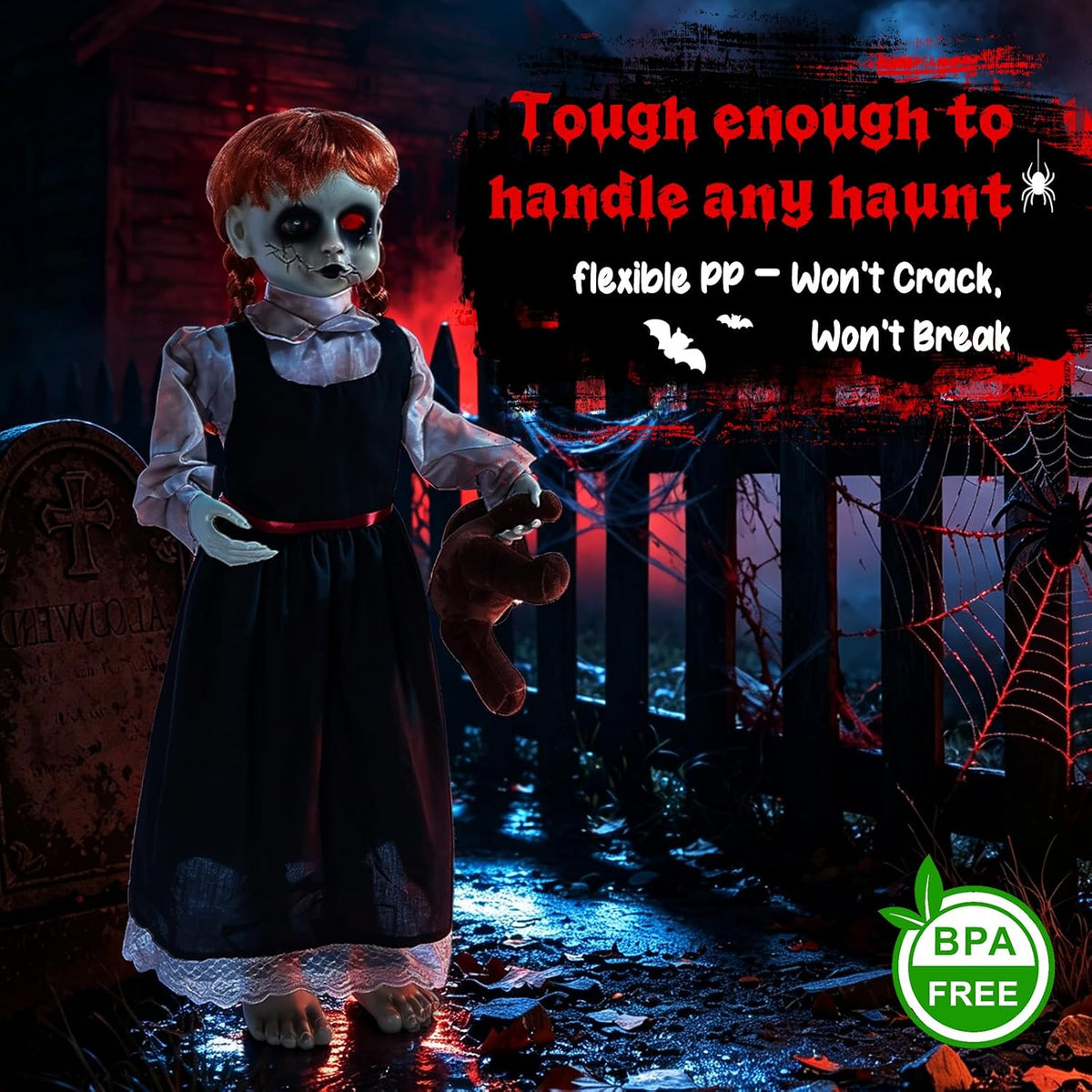 Quntis Niña embrujada animatrónica de Halloween de 35 pulgadas con...