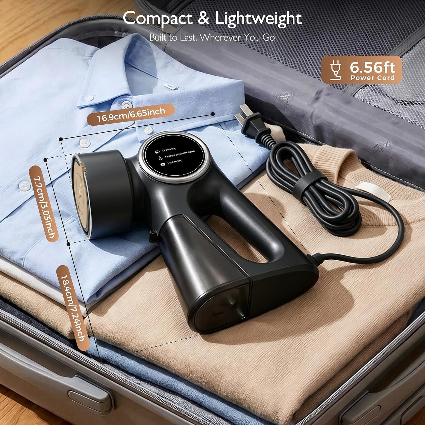 Vaporizador para ropa, vaporizador de mano soporta colgar y plancha...