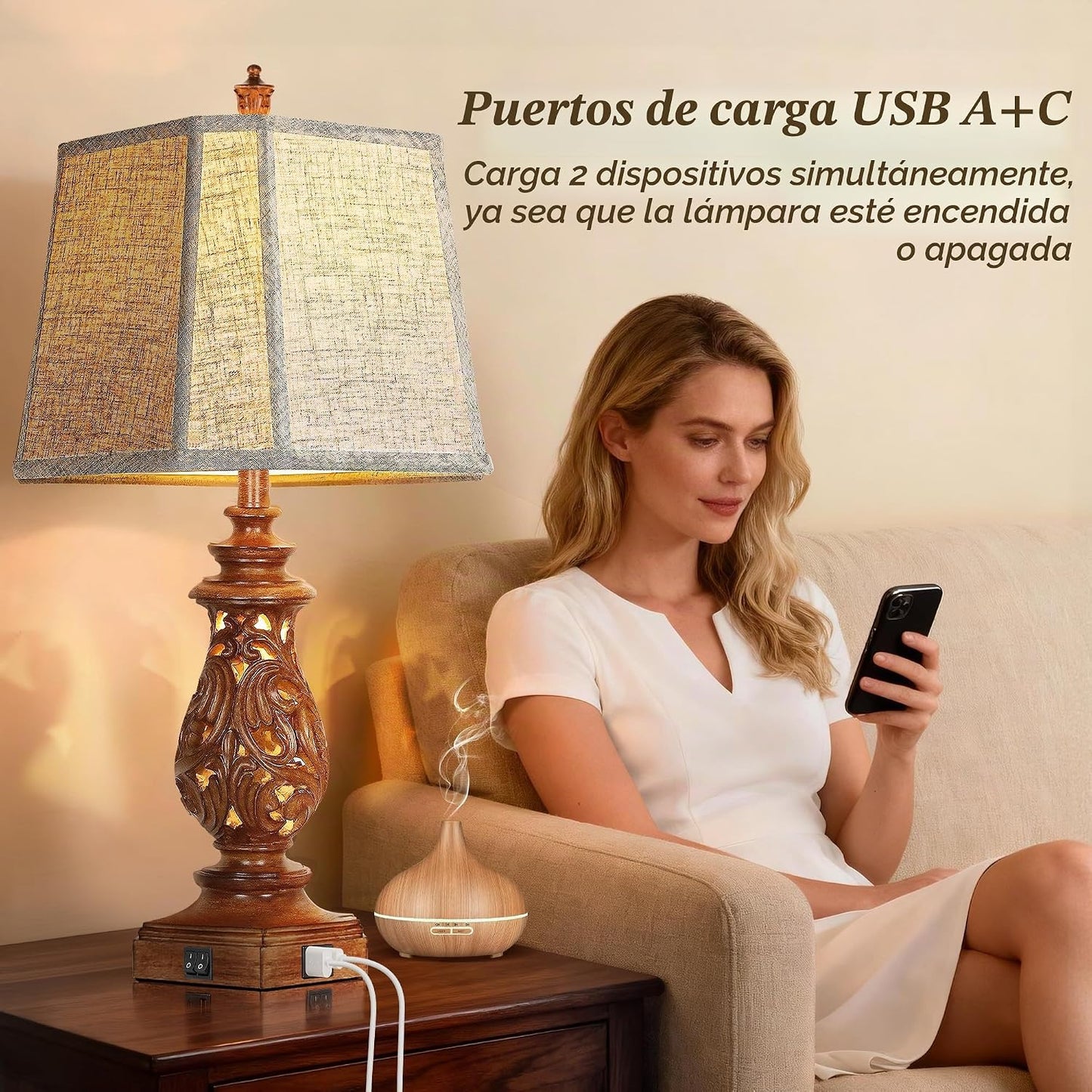 PARTPHONER Juego de 2 lámparas de mesa de 29", lámparas de mesi...