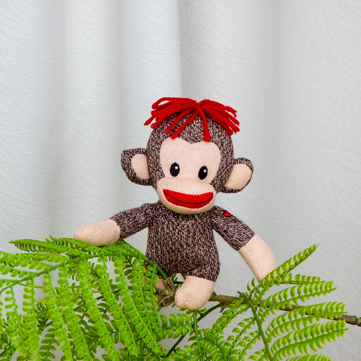 Plushland Original Mono Curioso Marrón de Calceti, Tejido a Mano, J...