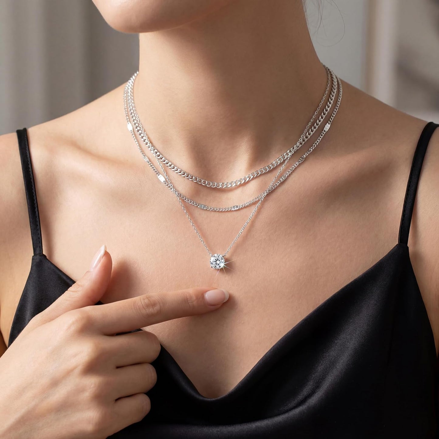 WomenGifts - Collares de oro en capas para mujer; delicado collar c...