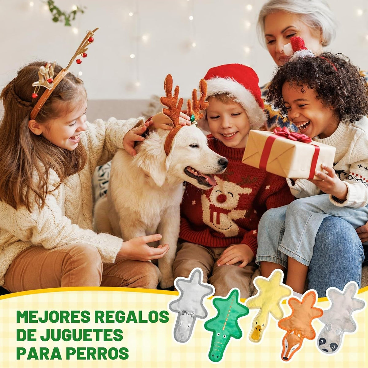 COPHCY Juguetes chirriantes para perros sin relleno, 1 juguete mast...
