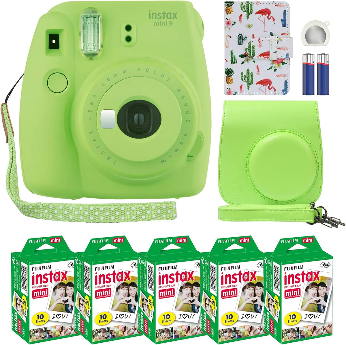 Fuji Instax Mini 9 Cámara Instantánea Verde Lima con Estuche Person...