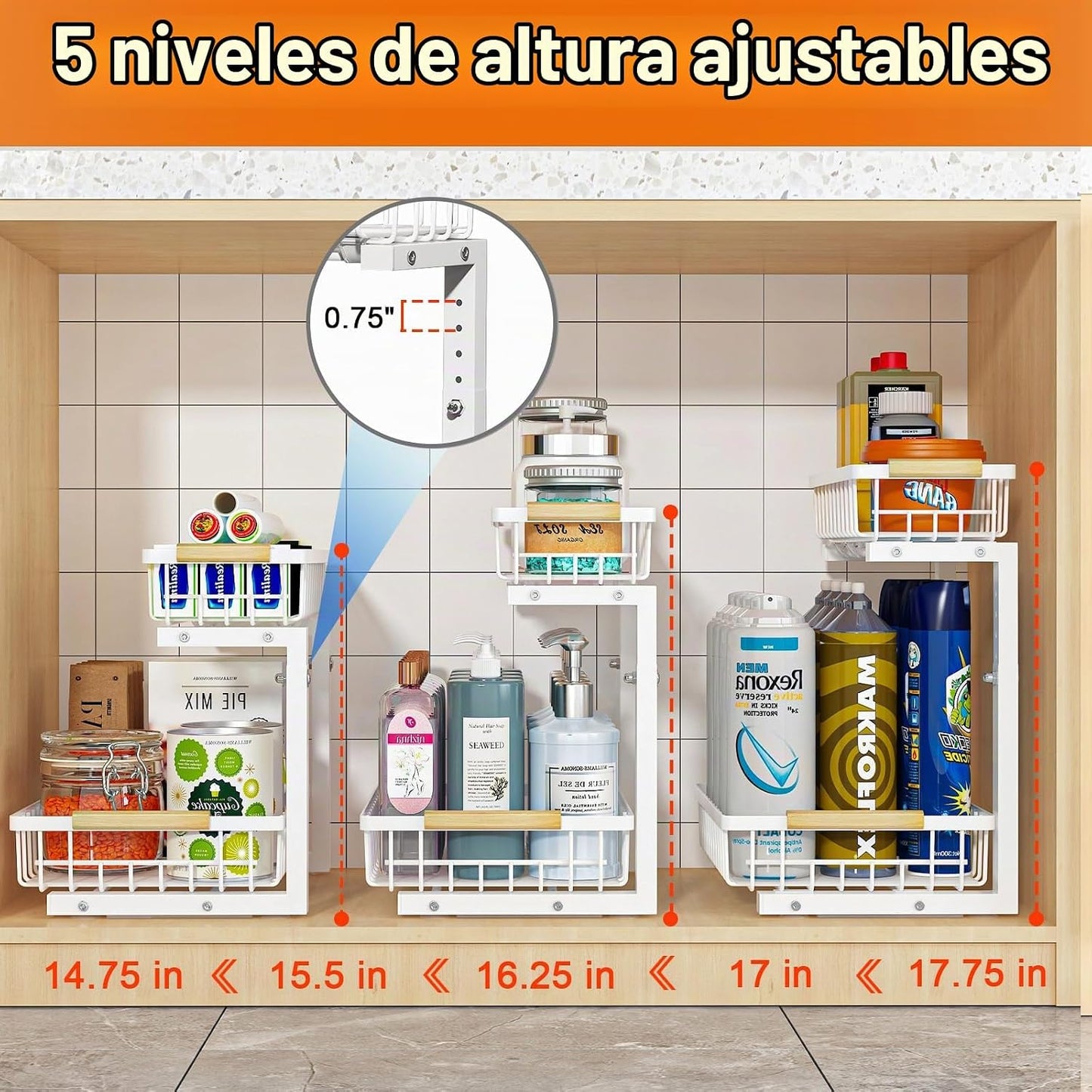 REALINN Organizador Debajo del Fregadero, Organizadores Debajo del...