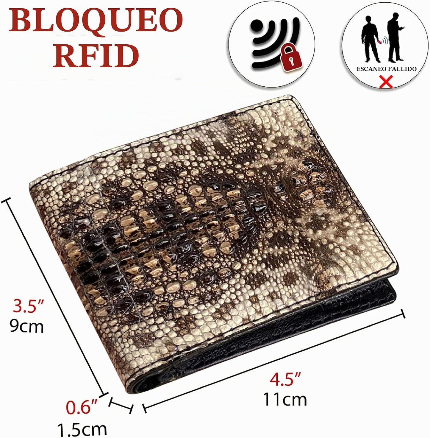 HATA Billetera plegable de cuero para hombre, con bloqueo RFID, bol...