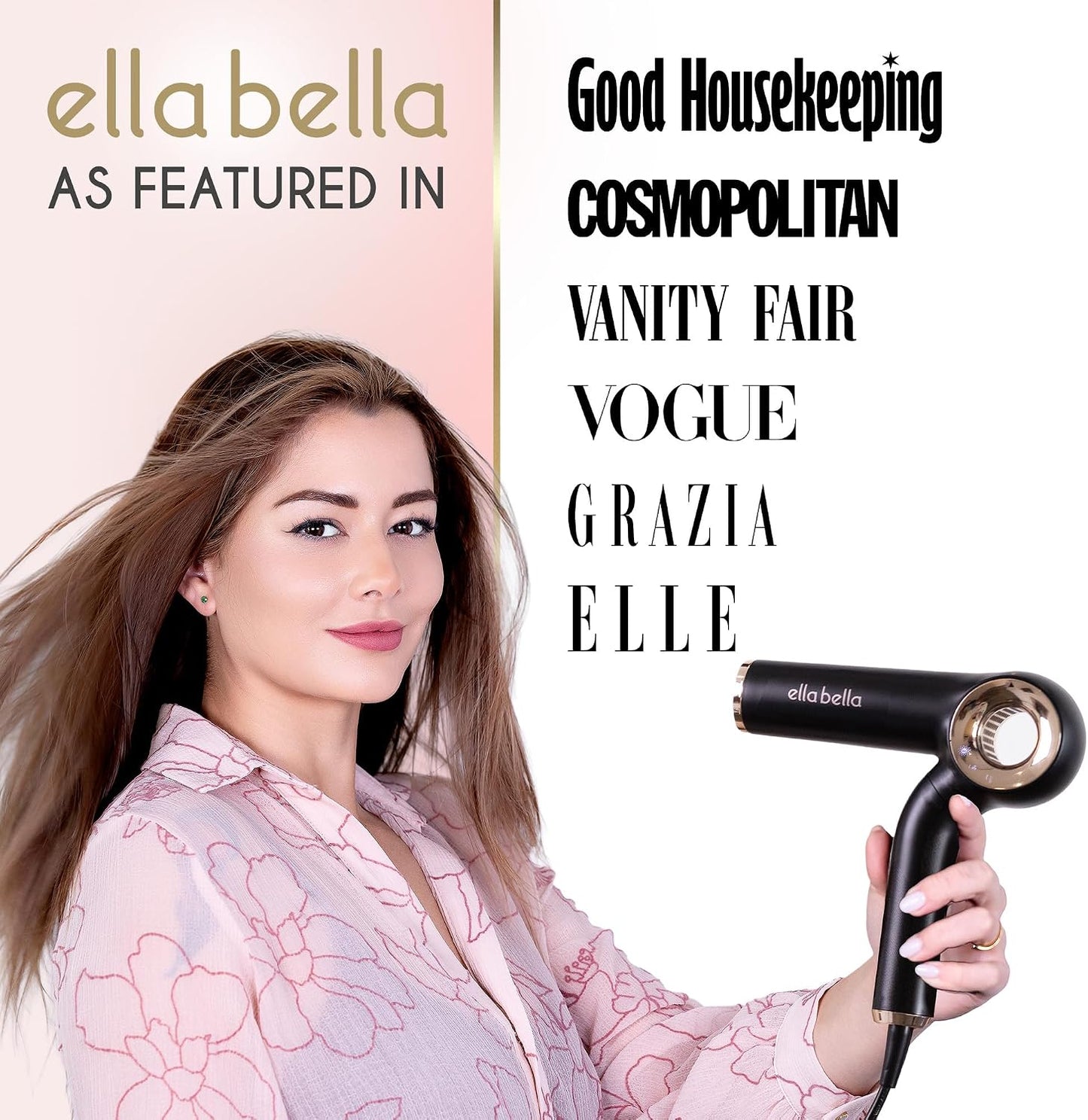ELLA BELLA® Secador de pelo iónico profesional (plegable) \u2022 Se...