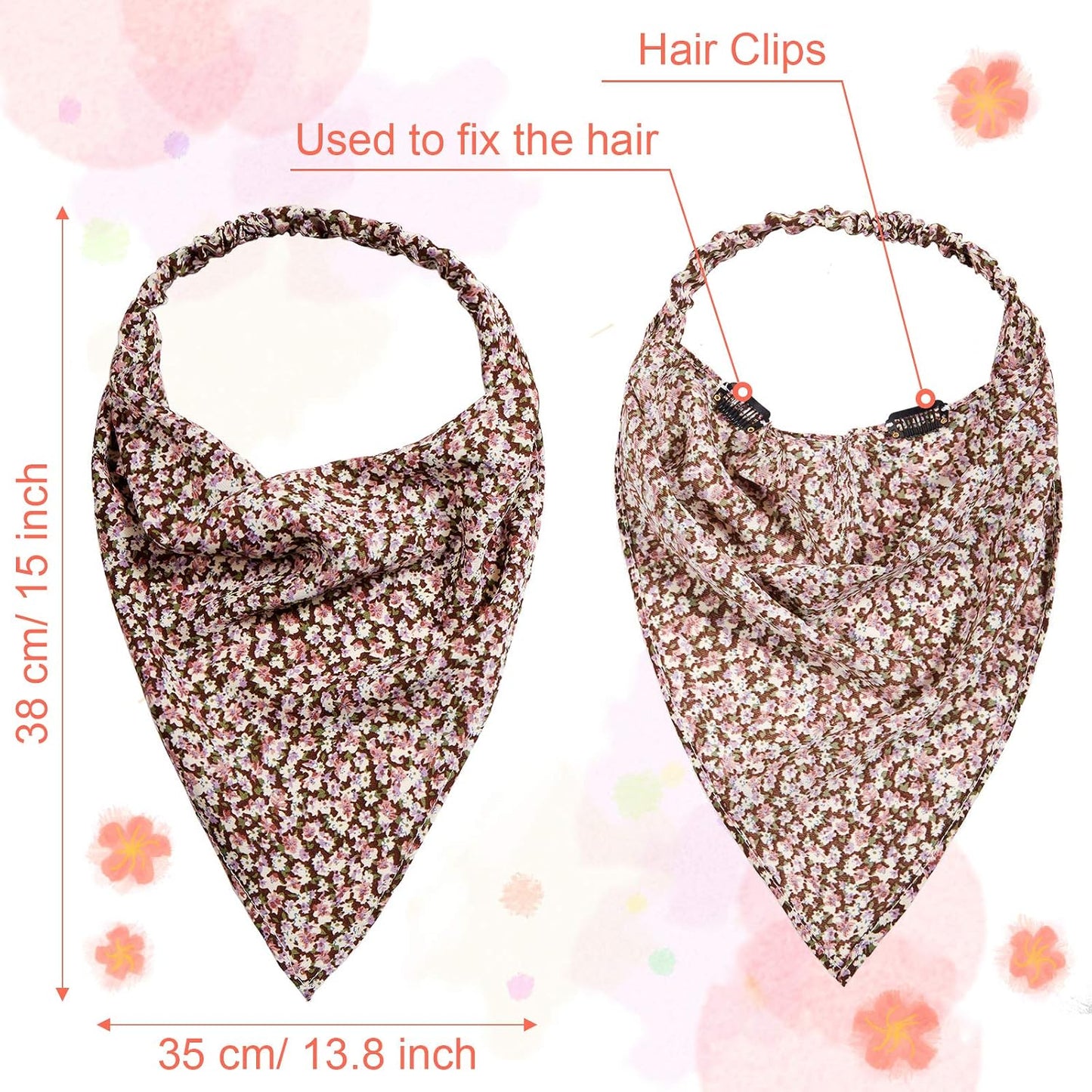Syhood 9 PS - Pañuelo floral para el cabello, diadema vintage de ga...