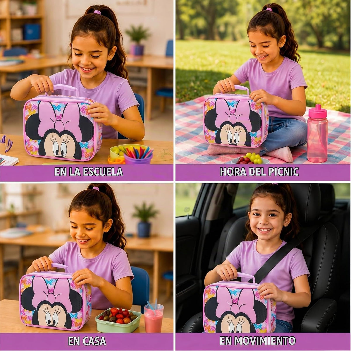 Fast Forward Minnie Mouse - Bolsa de almuerzo aislada para niños pa...