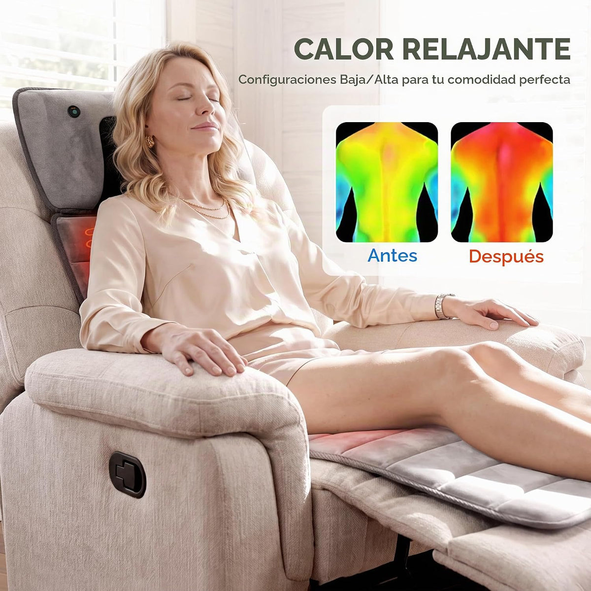 Himouta Alfombrilla de masaje de cuerpo completo con calor, masajea...