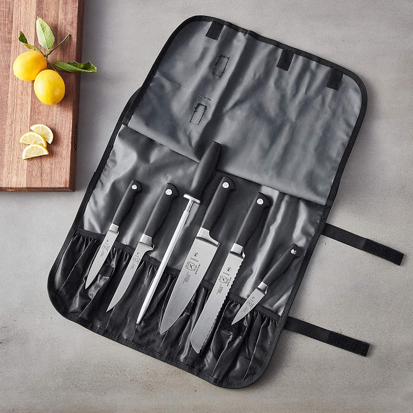Mercer Culinary Genesis - Juego de rollos de cuchillos forjados de...