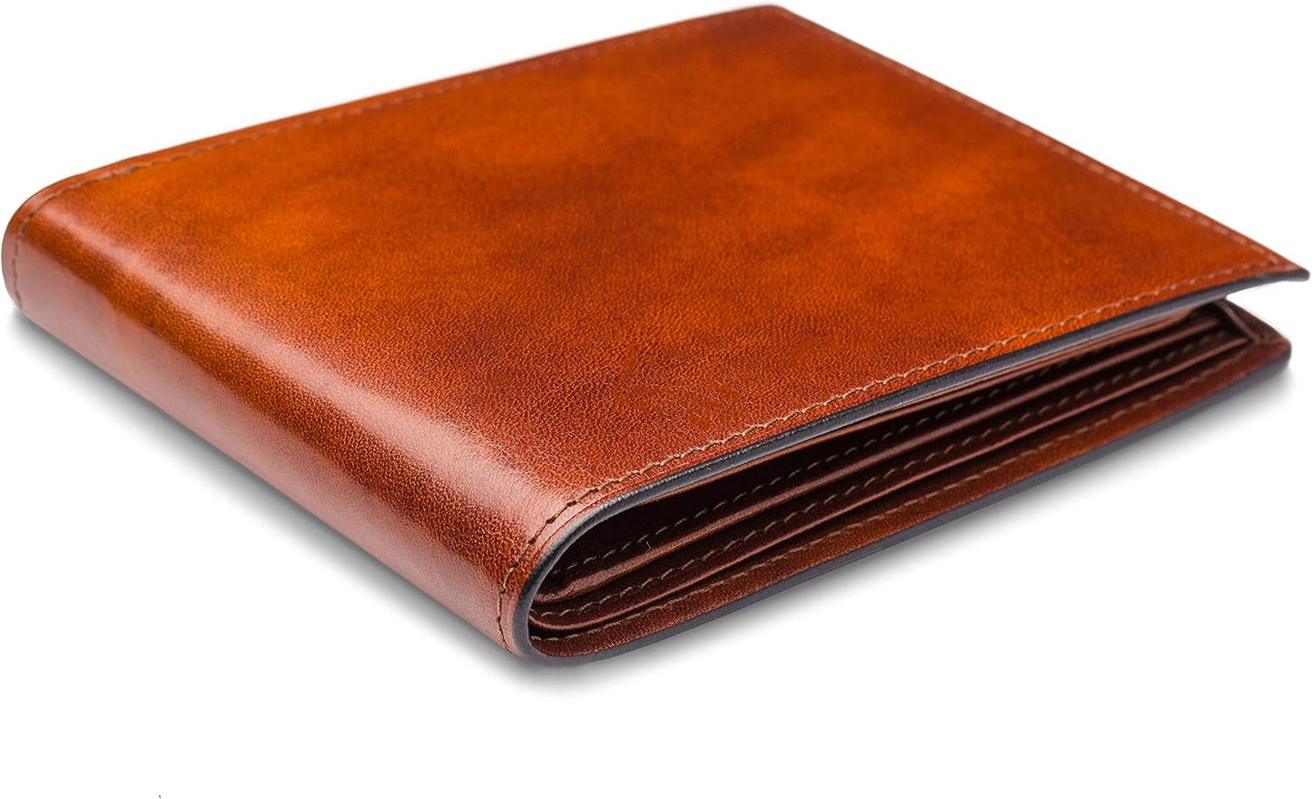 Bosca Bifold para hombre con tarjeta\/solapa de identificación, Ámbar