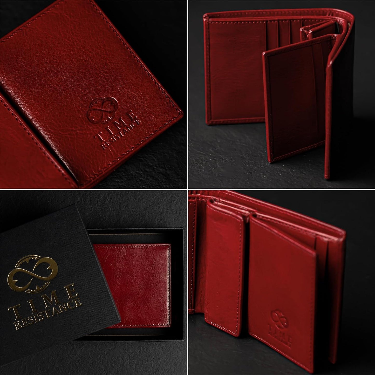 Time Resistance Cartera de cuero para hombre, diseño minimalista co...