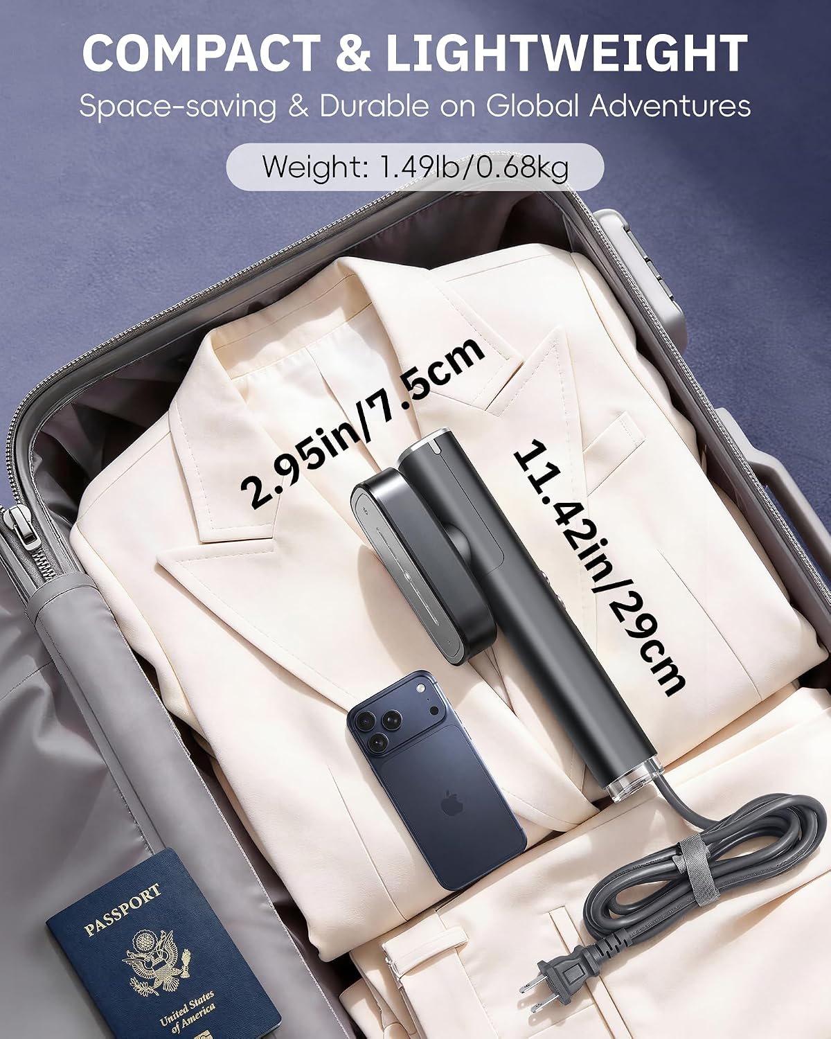 OGHom Vaporizador para ropa, vaporizador de viaje de 110-240 V y pl...