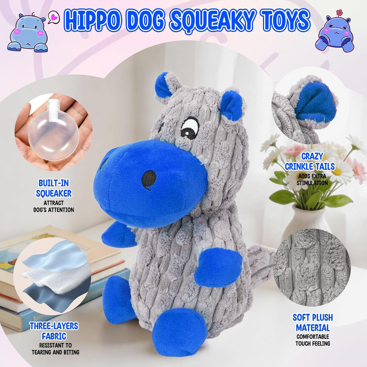 loncoldy Juguetes chirriantes para perros, animales de peluche resi...