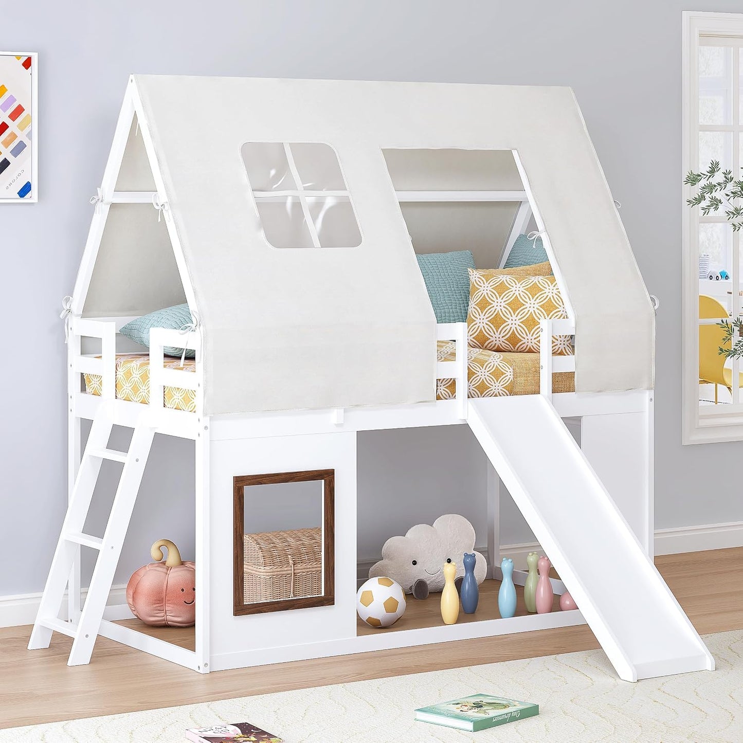Spirich - Cama cucheta de madera individual sobre individual con to...