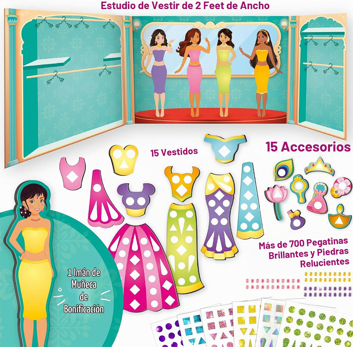 Imagimake DIY magnético de vestir - princesa india, 30 vestidos mag...