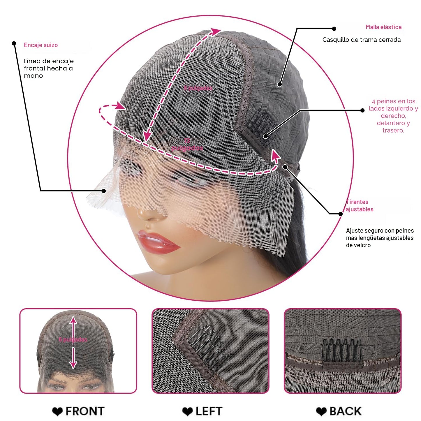 Btomar Pelucas de cabello humano de 30 pulgadas con encaje frontal...