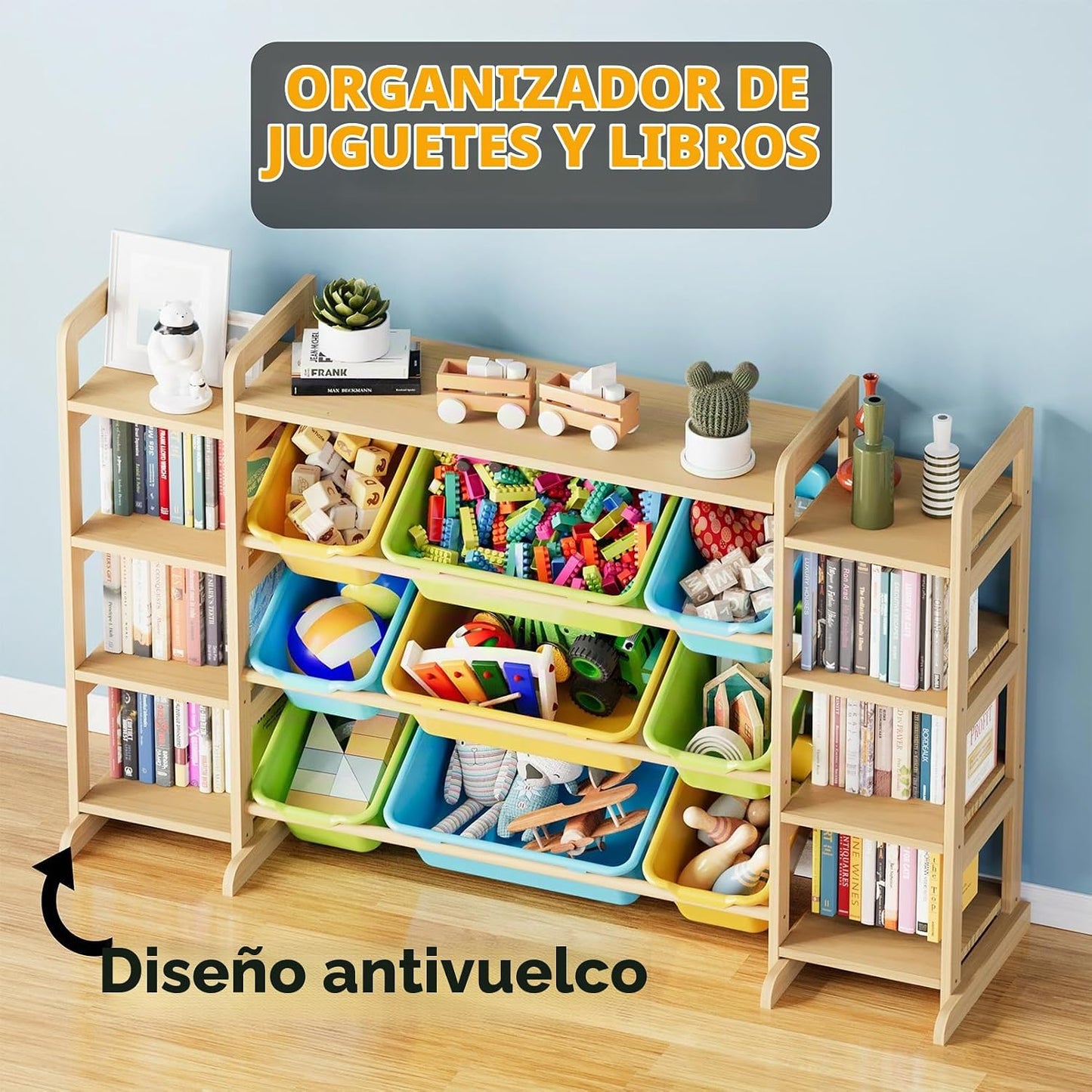 SpaceAid Organizador grande de almacenamiento de juguetes, 9 estant...
