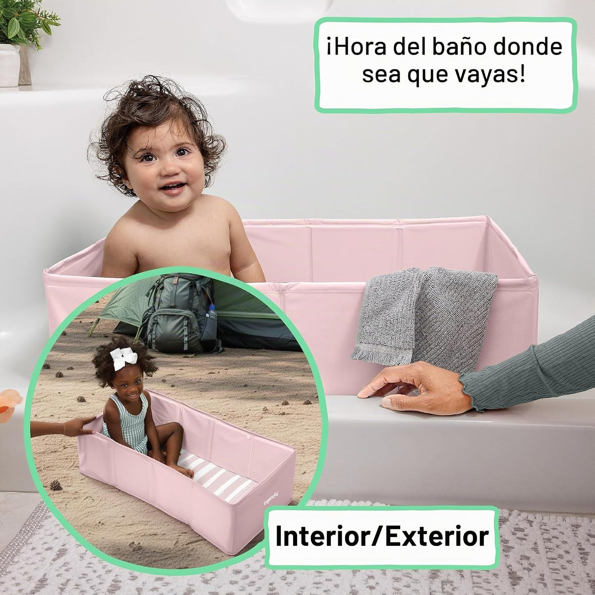 Ingenuity Tuckaway - Bañera plegable para niños pequeños, convierte...