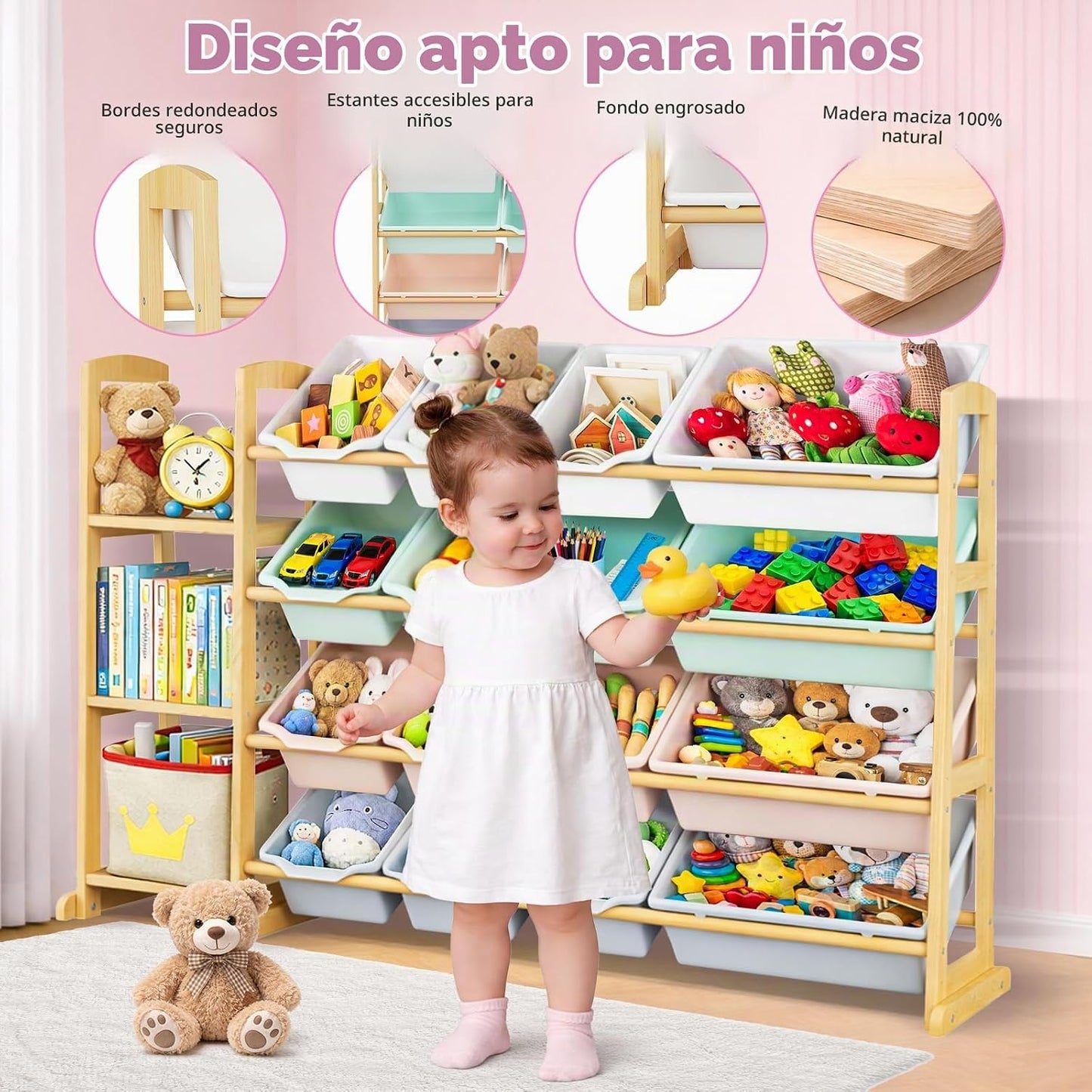 Etitlly Organizador de almacenamiento de juguetes para niños con es...