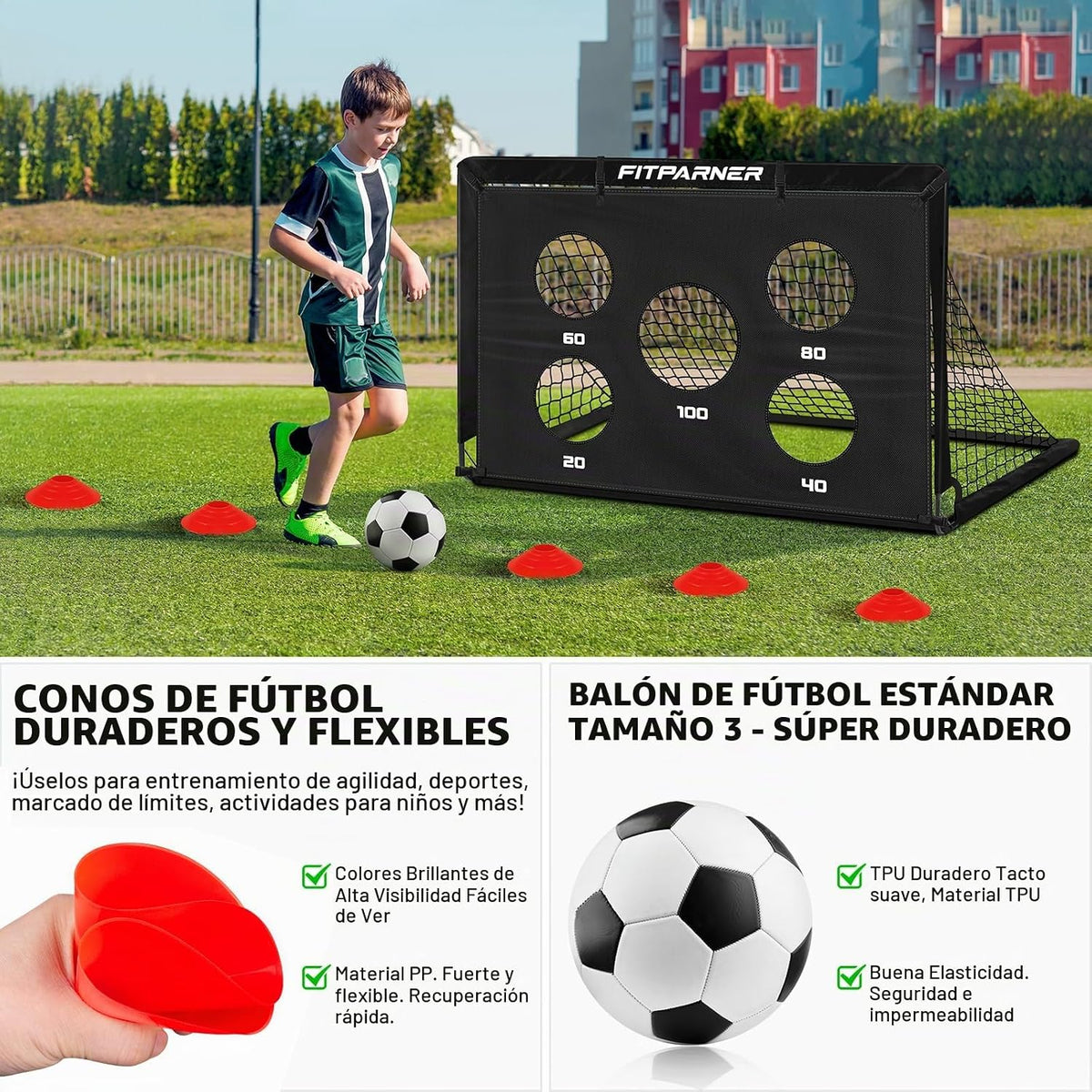 FITPARNER Portería de fútbol, portería de fútbol para niños en el p...