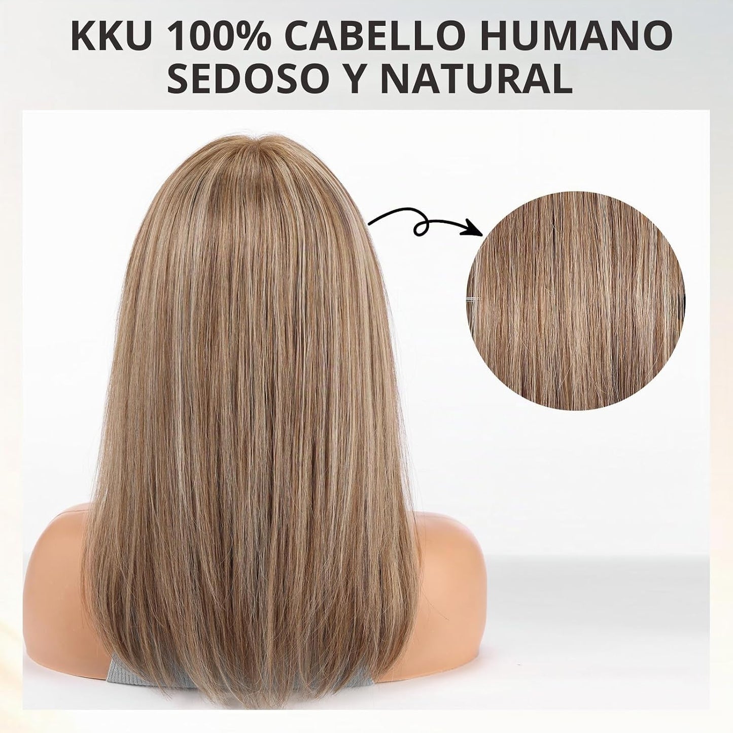 Wear but free KKU - Peluca de cabello humano de 16 pulgadas, peluca...