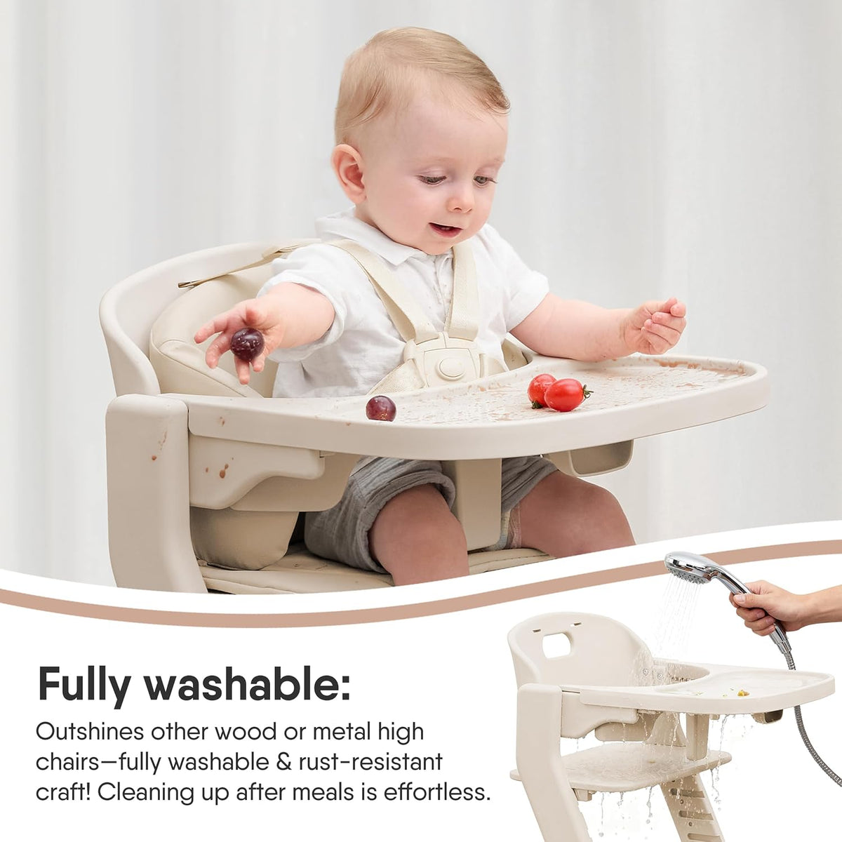 Obee Odee Trona de bebé totalmente lavable para bebés y niños peque...