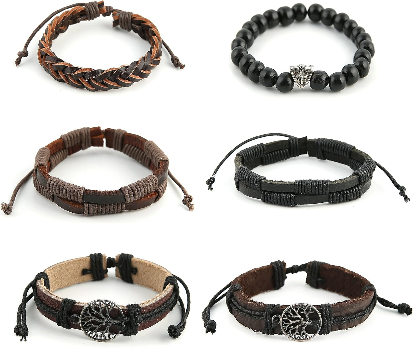 HZMAN Pulseras de cuero genuino con diseño de árbol de la vida para...