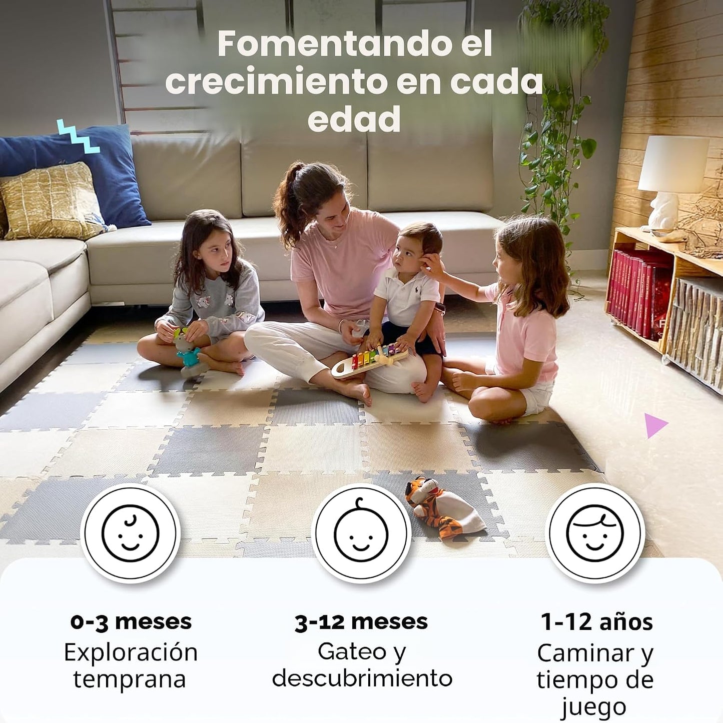MioTetto Alfombra de juegos para bebés de espuma suave no tóxica, t...